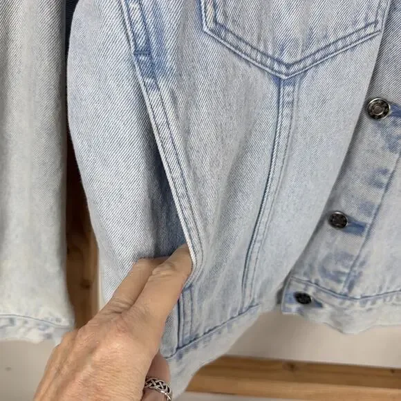 Vintage 90's Today News Denim Sliver Button Adjustable Waist Jacket #1242 SZ MED - Picture 2 of 7